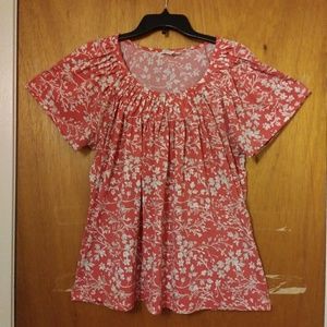 Orange/Cream Floral Blouse (Style & Co.)
